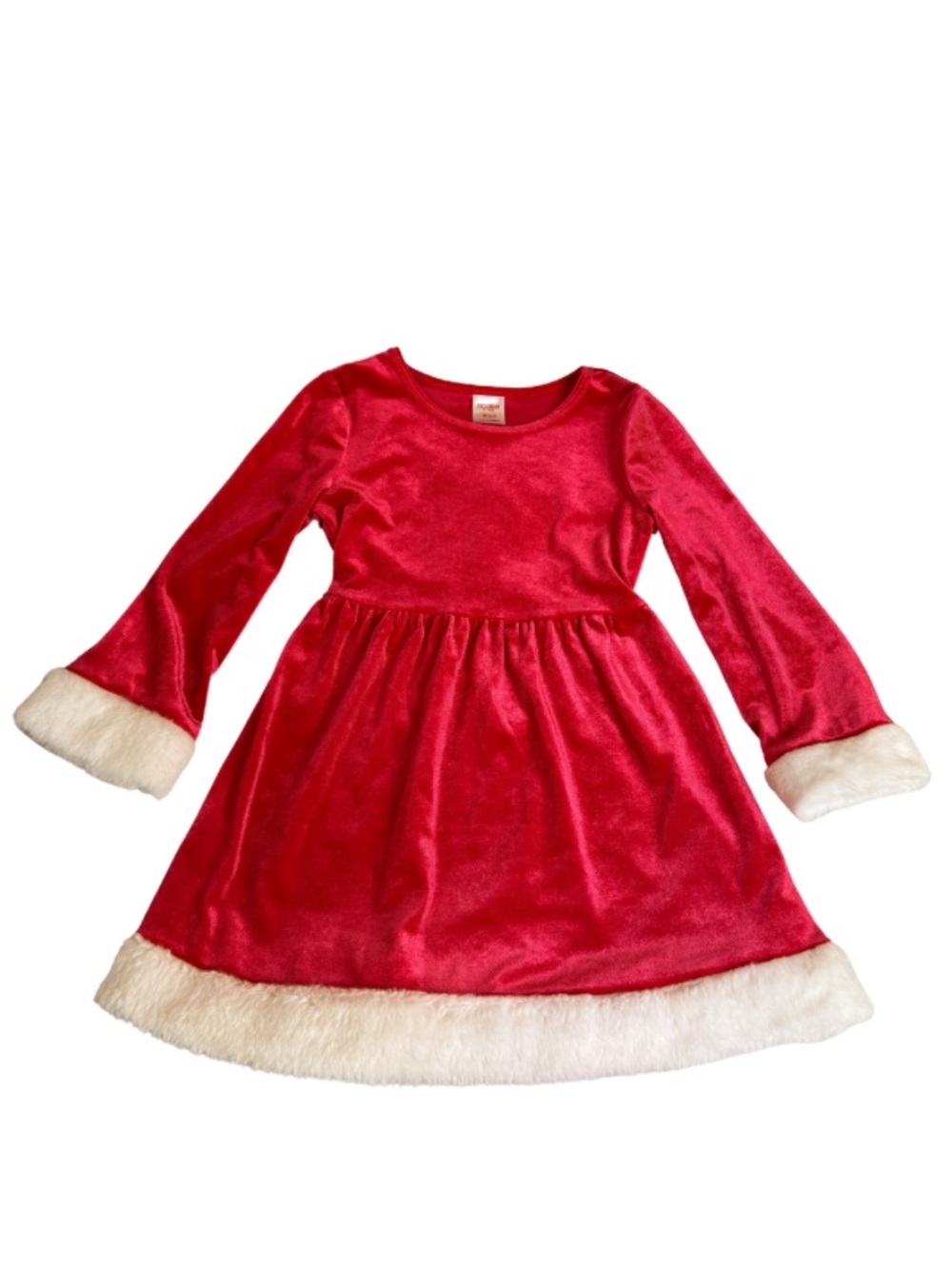 Holiday Time Toddler Girls Red Velour Holiday Dress with White Faux-Fur Trim XS